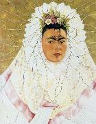 Frida Kahlo self-portrait oil painting
